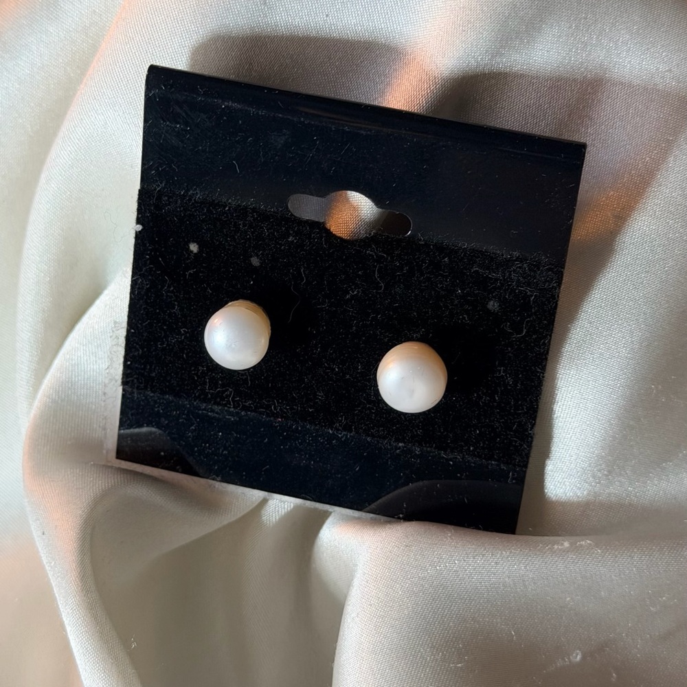 Elegant White Pearl Stud Earrings